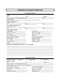 Intake Form Immigration